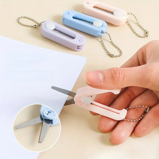 1pc Mini Portable Folding Scissors Creative In Pastel Colors Stainless Steel Paper Cutting Art Projects Office School Supplie