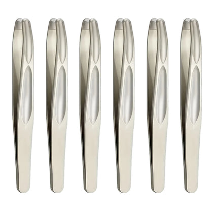 Premium Round Head Tweezers for Eyebrow & Facial Hair Removal Seamless Clips Short Hair Precision Beard Clip - Light Golden 6