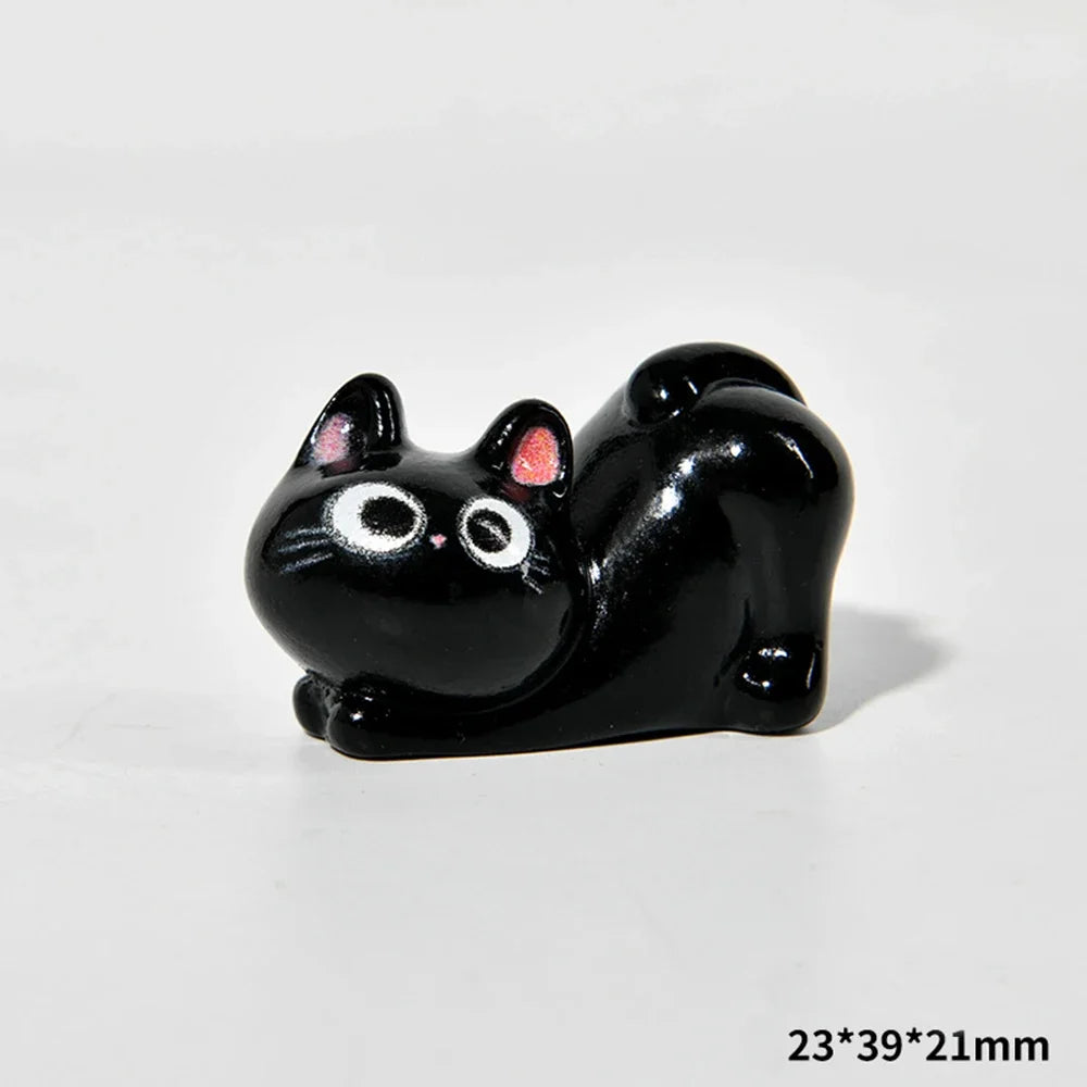 Estatueta de gatos de resina de desenho animado, mini gatinho, ornamentos para casa, criativo, desktop, carro, montado, - Sty