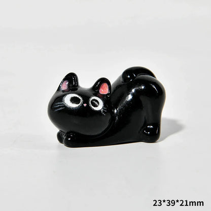 Estatueta de gatos de resina de desenho animado, mini gatinho, ornamentos para casa, criativo, desktop, carro, montado, - Sty