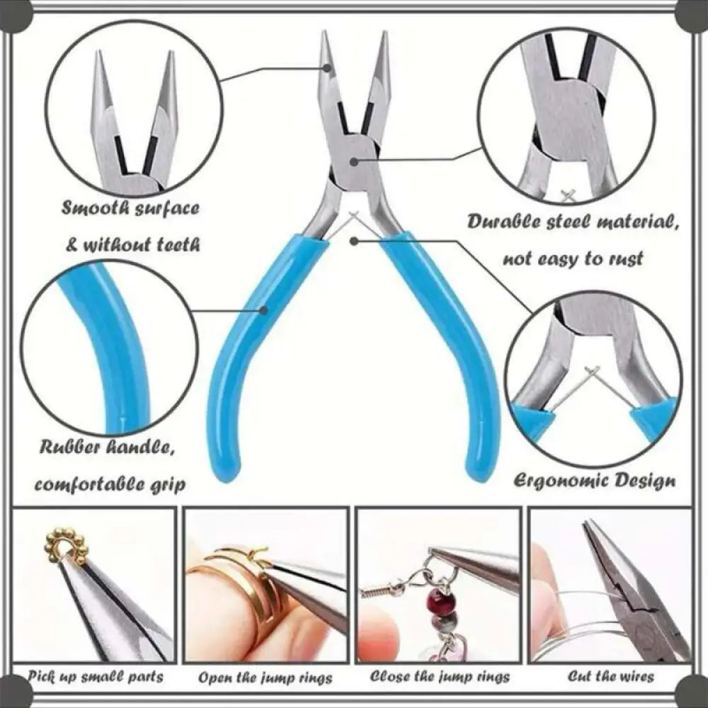 1 Pack Jewelry Making Supplies Kits with Jewelry Pliers Jump Ring Opener Awl Thread Scissors Helping Hands for Jewelry Repair