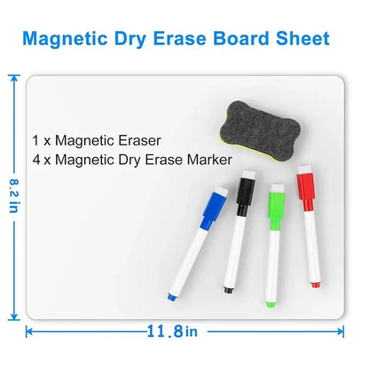 A4 Size Dry Erase White Board for Fridge Sticker Magnetic Whiteboard,Portable 11.8"x8.2" Planner for Refrigerator
