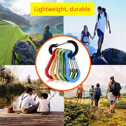 6pcs Carabiner Clip Aluminum Alloy Keychain Lock Buckle Snap D-Ring Clip Outdoor Backpack Camping Multi Tool Fishing Hiking H