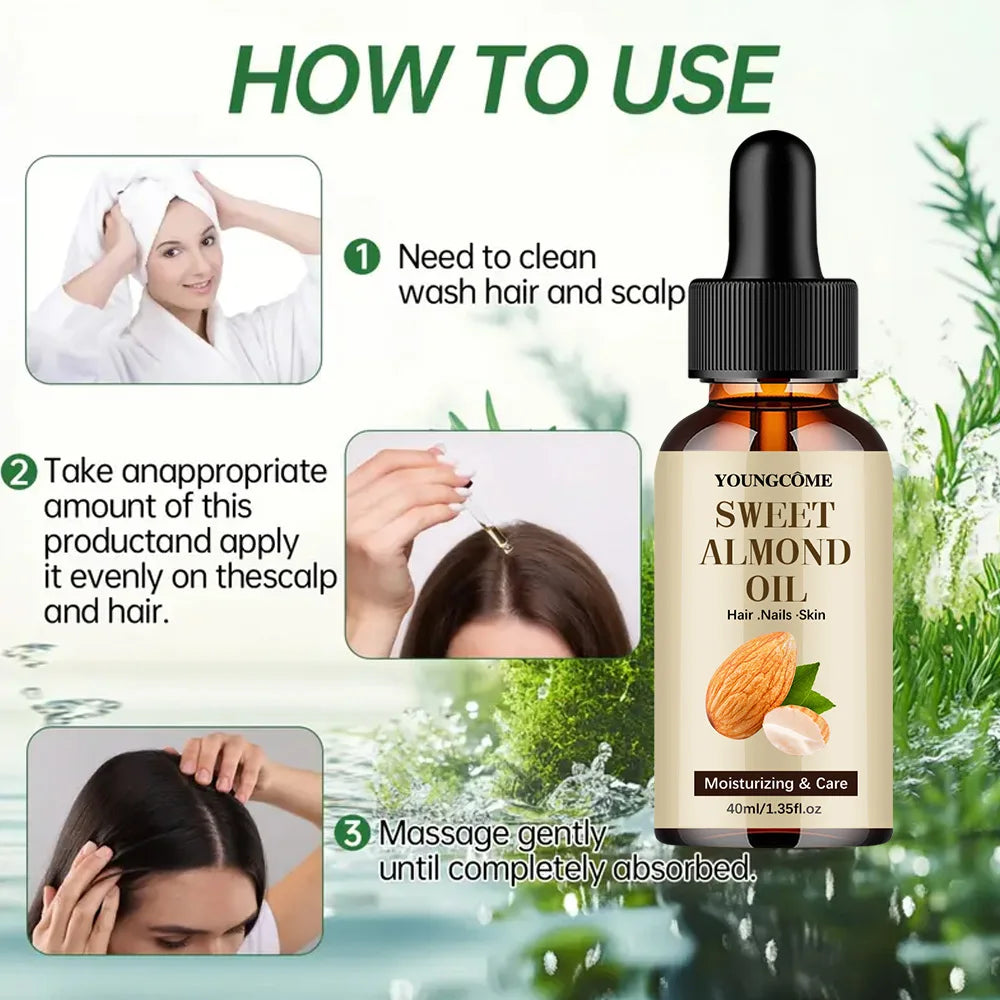 40/60ml Pure Natural Almond Essential Oil Moisturizing Skin Face Hair Care Massage Diffuser Oil