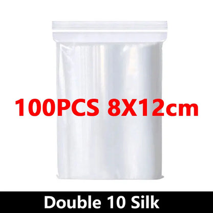 100Pcs Thicken Zipper Sealed Bags Clear Plastic Storage Bag for Small Jewelry Food Packing Reclosable Ziplock Sealing Bags - 