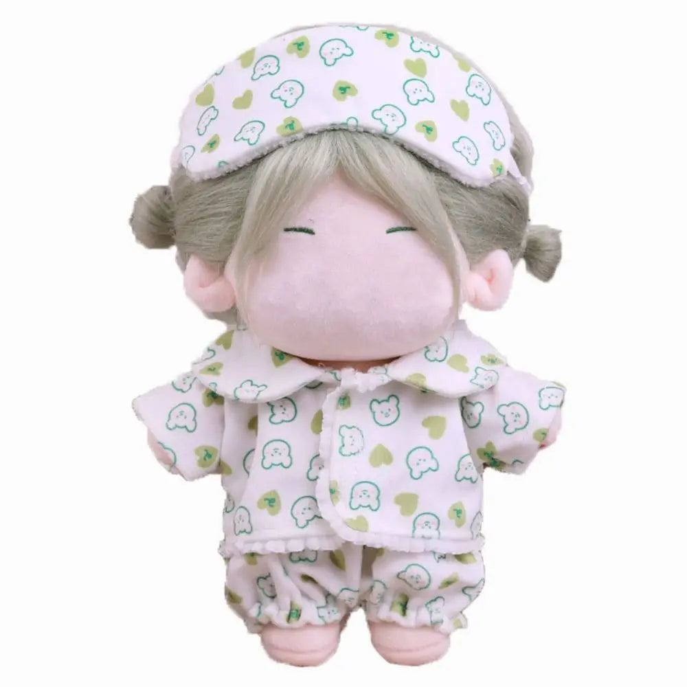 Shirt Shorts Doll Clothes Doll Accessories For 20cm Cotton Doll Pajamas Suit Photo Props Cartoon Mini Blouse Pants Set - gree