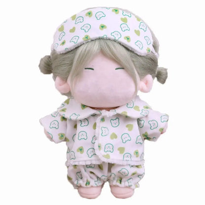 Shirt Shorts Doll Clothes Doll Accessories For 20cm Cotton Doll Pajamas Suit Photo Props Cartoon Mini Blouse Pants Set - gree
