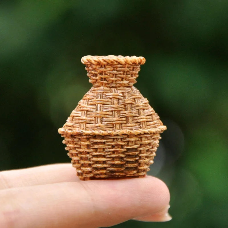 4pcs Miniature Woven Basket, Model House Accessories, Miniature Willow Basket for Crafts, Miniature House Furniture Set