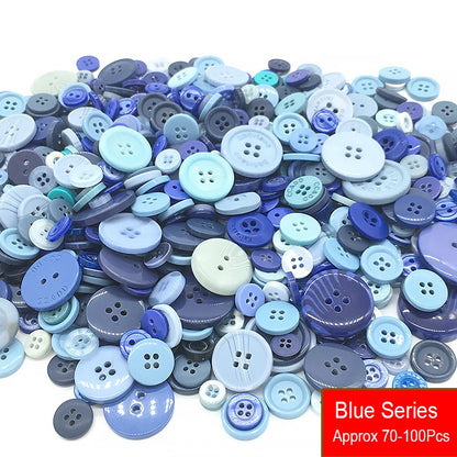 50g/Pack Mix Size Mix color Resin Button 1-3cm Sewing Buttons For Scrapbook Crafts DIY Handmade Sewing Accessories - Blue Ser