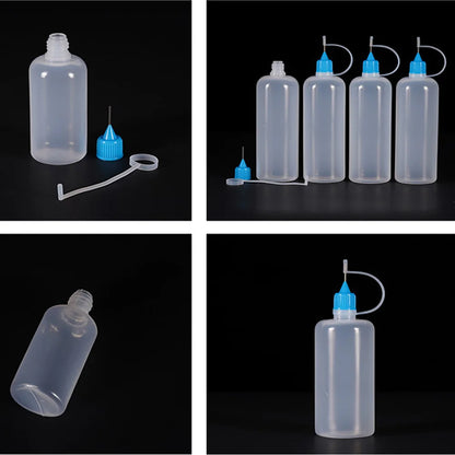 5ml 10ml 20ml 30ml 100ml 120ml PE Plastic Squeezable Tip Applicator Bottle Refillable Dropper with Needle Tip Caps Oil Bottle