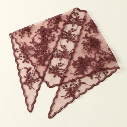 Elegant Lace Scarf Hollow Out Embroidery Foulard Bandana Solid Color Triangular Scarf Thin Vintage HandkerChiefs for Hair Wom