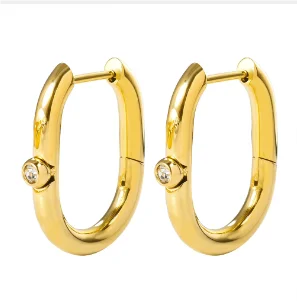 Hoop Earrings for Women Trendy Golden Stainless Steel Earring Jewelry New - D43