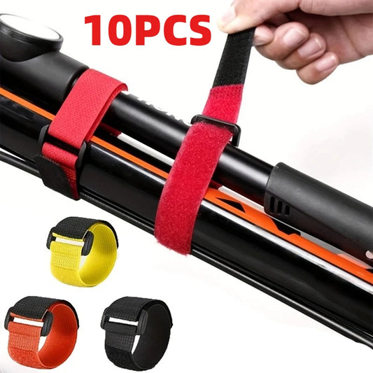 10pcs/set Reusable Fishing Rod Tie Holder Strap Hook Loop Ties Belt Fishing Rod Strapping Wrap Band Outdoor Fish Tool