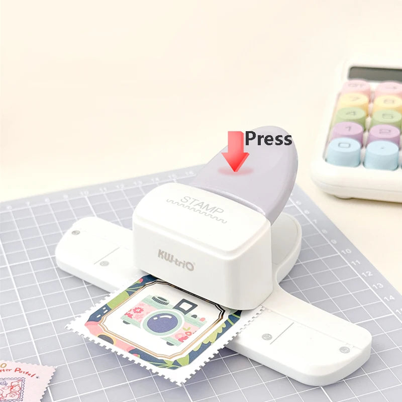 1PC Pattern edge pressing and cutting machine, suitable for cutting patterns on stamps, photos, cards and paper。School suppli