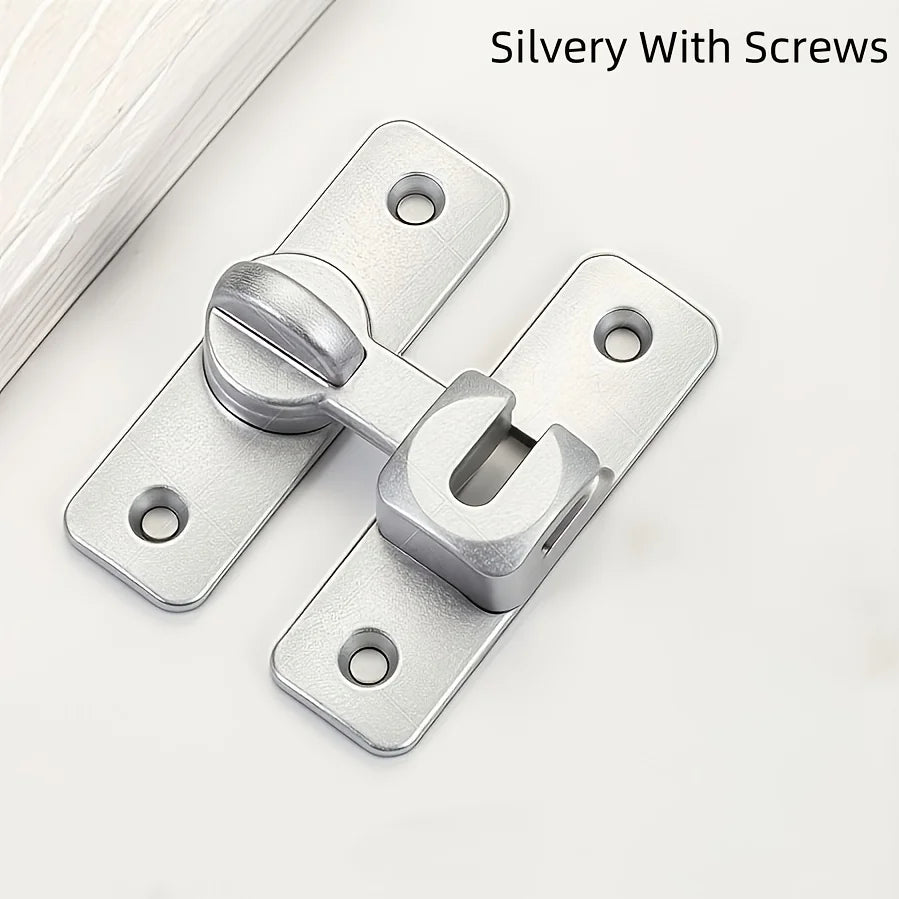 Anti-Theft Door Lock - 90°/180° Adjustable Sliding Pin, Keyless Entry Heavy-Duty Black Easy Install for Home Office Hotel Gar