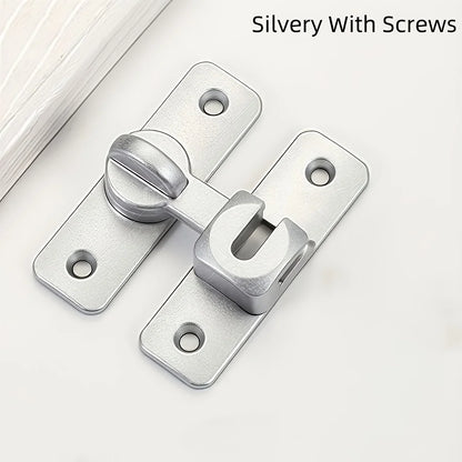 Anti-Theft Door Lock - 90°/180° Adjustable Sliding Pin, Keyless Entry Heavy-Duty Black Easy Install for Home Office Hotel Gar
