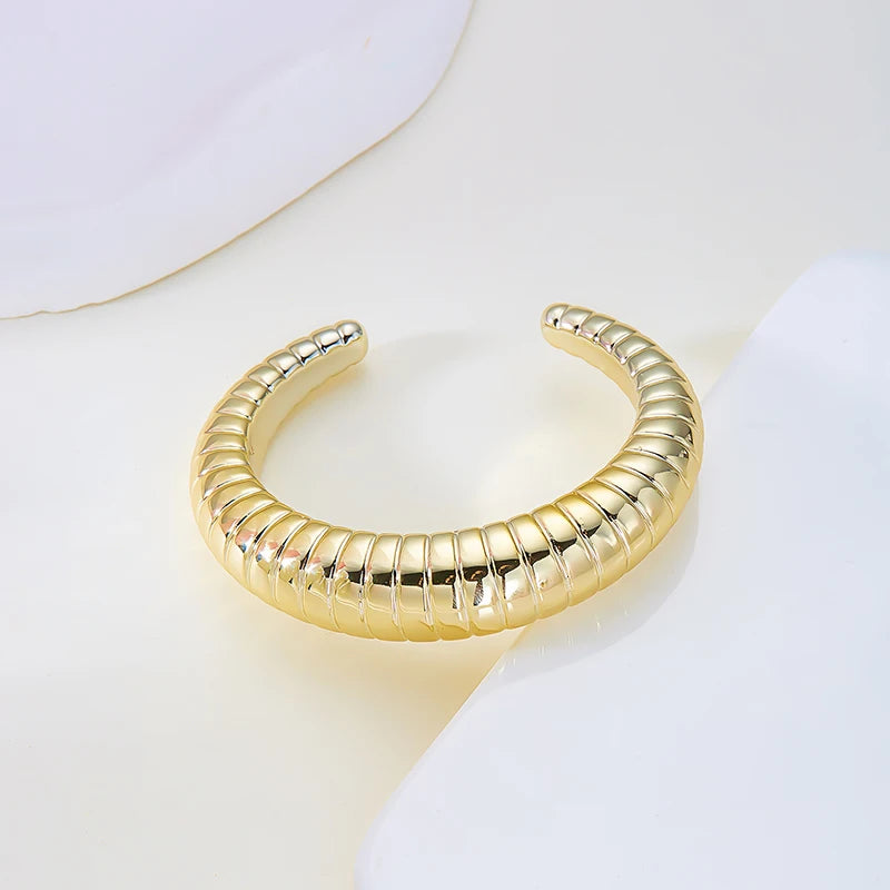 Fashion Exaggerated Irregular Bracelets for Women Simple Hip Hop Rock Personality Plastic Cuff Bangle Trendy Jewelry - Gold C