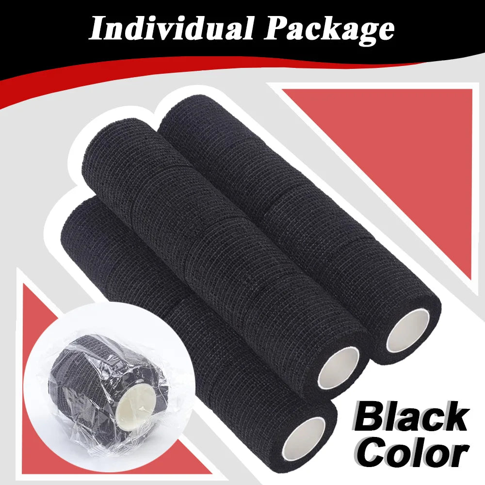 48/24/12/6/3PCS Black Tattoo Grip Bandage Cover Wraps Tapes Self-adhesive Elastic Bandage for Tattoo Machine Tattoo Accessori
