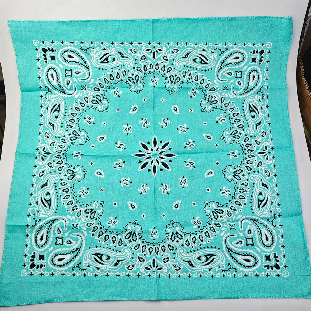 New Fashion Hip Hop 100% Cotton Bandana Square Scarf 55cm*55cm Black Red Paisley Headband Printed For Women/Men/Boys/Girls - 