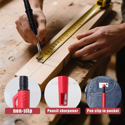 Professinonal Carpenter's Pencil Card Set, Deep Hole Marking And Drawing, With 2.8mm 2Box Leads, For Carpenters Engineering