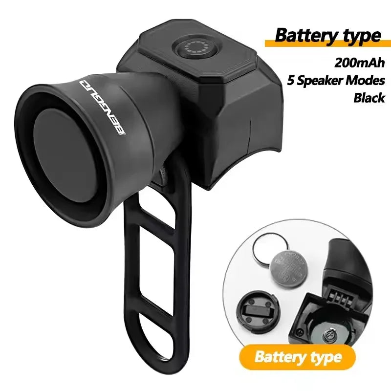 Bicycle Horn Mountain Bike Battery/USB Charging Waterproof Electronic Bike Bell Riding Equipment Children's Scooter Accessori