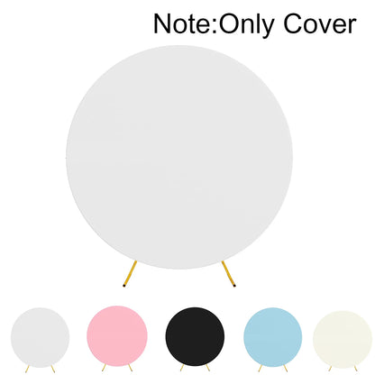 Pure Color Circle Round Backdrop Cover Wedding Baby Shower Birthday Party Decor Elastic Photo Background（Without Shelf）