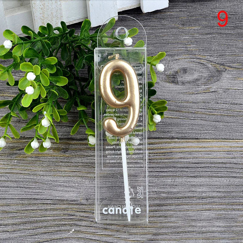 1Pcs Gold Happy Birthday Number Cake Candles 0 1 2 3 4 5 6 7 8 9 Cake Topper Kids Girls Boys Bar Baby Party Supplies Decorati