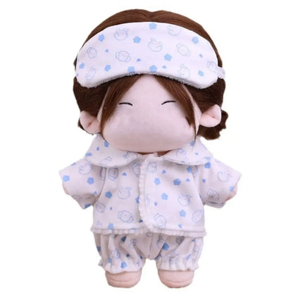 Shirt Shorts Doll Clothes Doll Accessories For 20cm Cotton Doll Pajamas Suit Photo Props Cartoon Mini Blouse Pants Set - blue