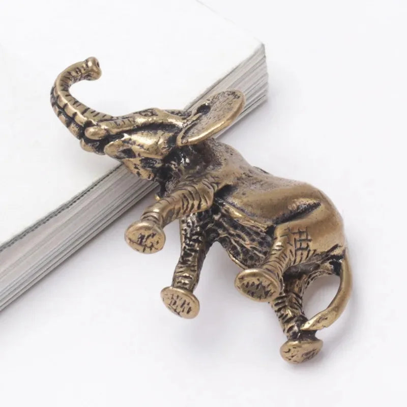 Antique Bronze Minature Elephant Figurines Tea Pet Table Ornament Decorations Solid Copper Animal Crafts Home Decor Living Ro