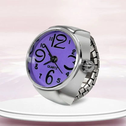 New Ring Watch Creative Circular Dial Alloy Shell Finger Couple Men And Women - purple