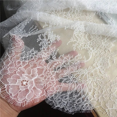 3M long eyelash lace trim traditional wedding lace fabric white red violet Table Cloth DIY Crafts - white