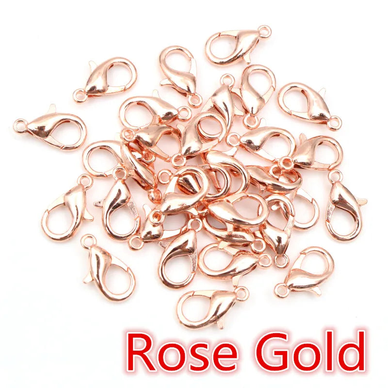 50pcs Small Lobster Clasp Hooks for Necklace Bracelet Chain DIY Jewelry Making Finding Supplies Bronze Gold Silver Plated Bla