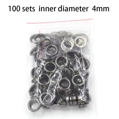 100sets 4mm Metal Eyelet and Eyelet Punch Die Tool Grommet DIY Manual Tools Kit Leather Craft Clothing Leather Belt Hat