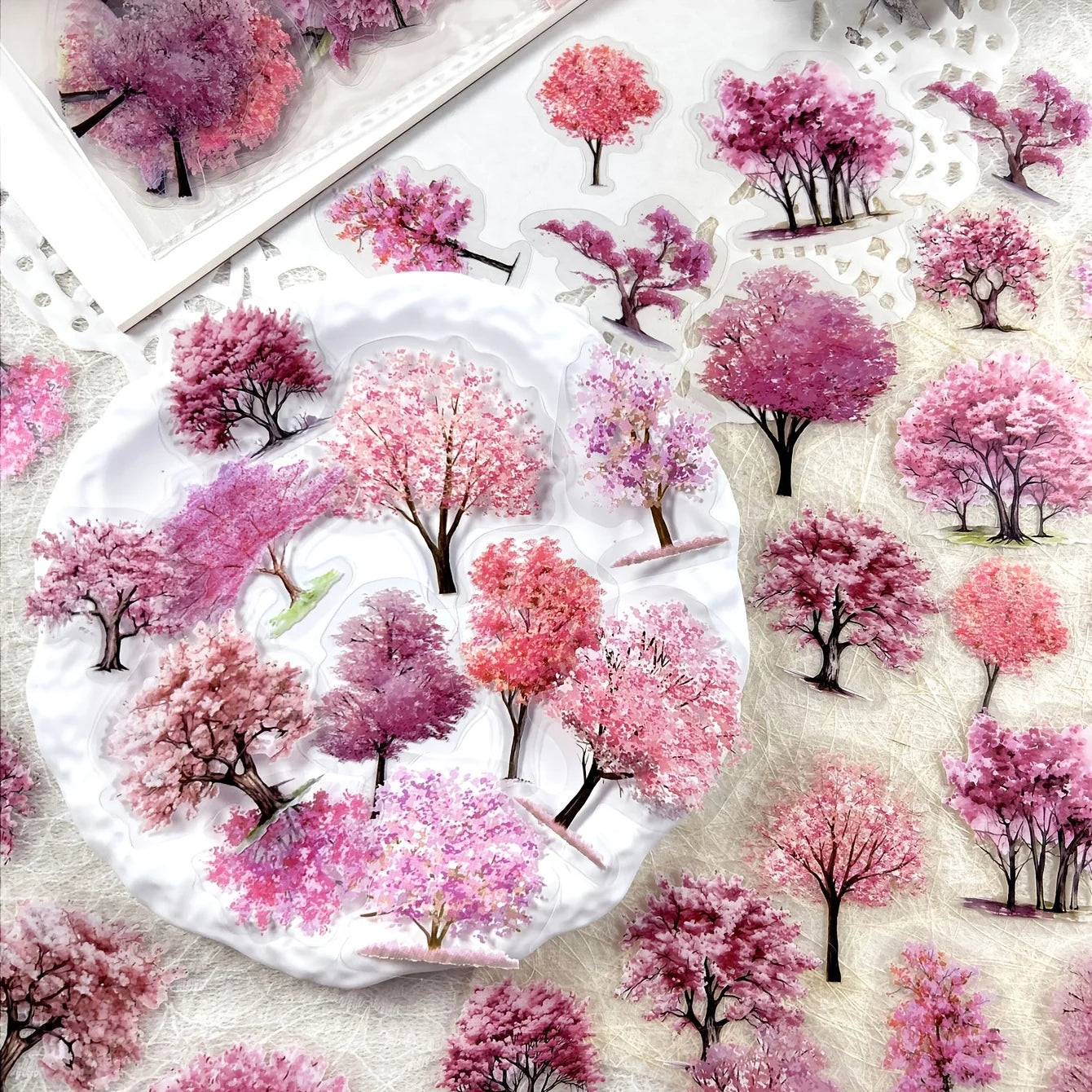 JIANQI 40pcs/pack Many Tree Materials stickers Four Season Decor DIY Hand Account Diary Scrapbooking Album Stickers Craft - L