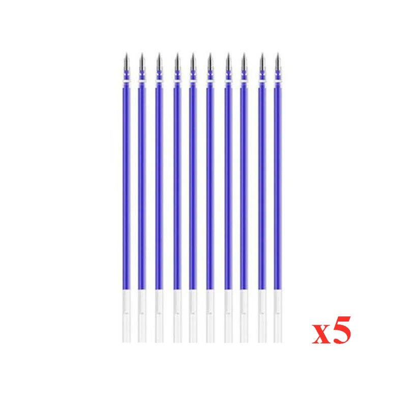3 Gel Pens + 20 Refills Set 0.5mm Black Blue Red Ink Journal Writing School Supplies Stationery - Blue-50xRefills