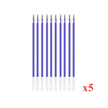 3 Gel Pens + 20 Refills Set 0.5mm Black Blue Red Ink Journal Writing School Supplies Stationery - Blue-50xRefills