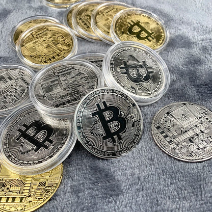 Gold Plated Bitcoin Coin Collectible Art Collection Gift Physical Commemorative Casascius Bit BTC Metal Antique Crafts Imitat