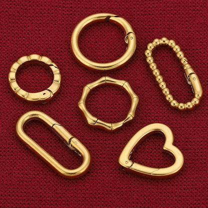2pcs Stainless Steel Clasps Geometry Heart Round Ring Lobster Clasp Hooks Connectors Necklace for DIY Jewelry Making Supplies