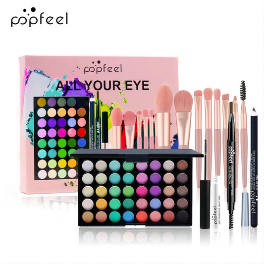 POPFEEL Eye Makeup Set 40 Color Eyeshadow Palette Eyebrow Pencil Eyeliner Pen Mascara With A Set Of Makeup Brushes Eye Cosmet