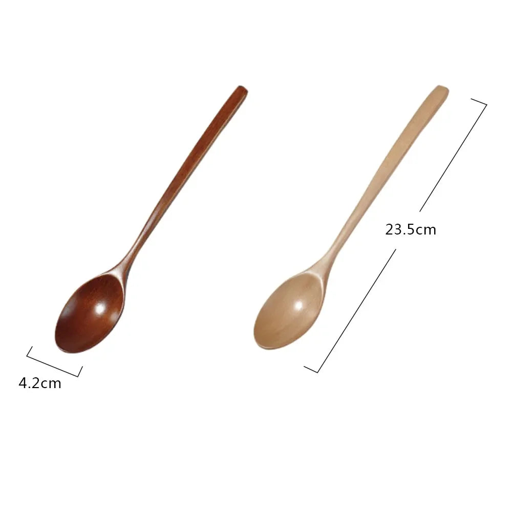 2pcs Wooden Spoon Tableware Kitchen Cooking Utensil Tools Soup Tea Spoon Catering Cooking Tool Coffee Soup Teaspoon Honey Spo