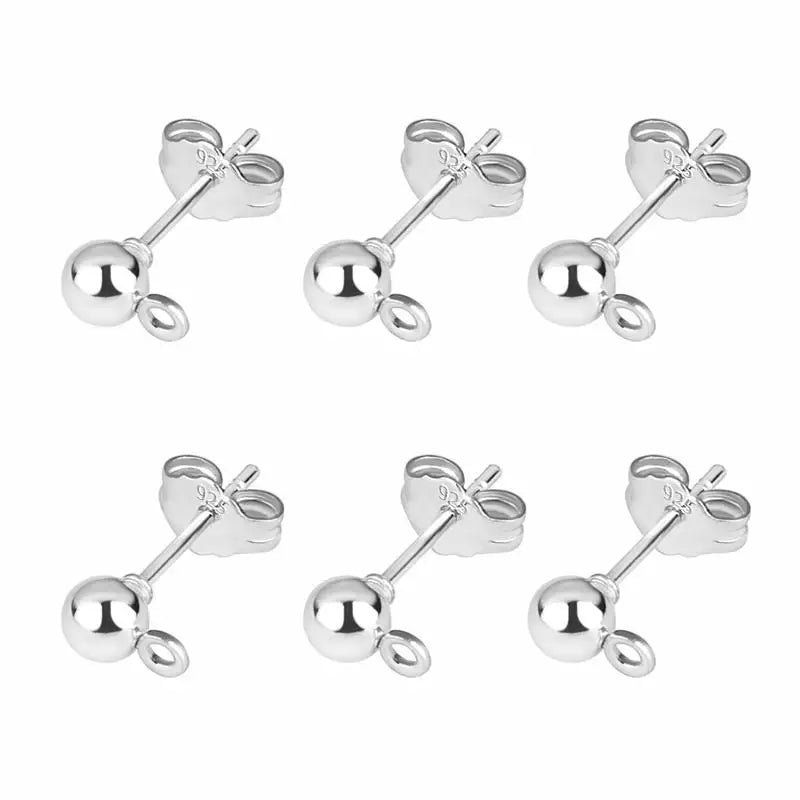 50pcs/lot 925 Silver Plated Blank Post Earring Studs Base Pin With Earring Plug Findings Ear Back DIY Jewelry Making Accessor