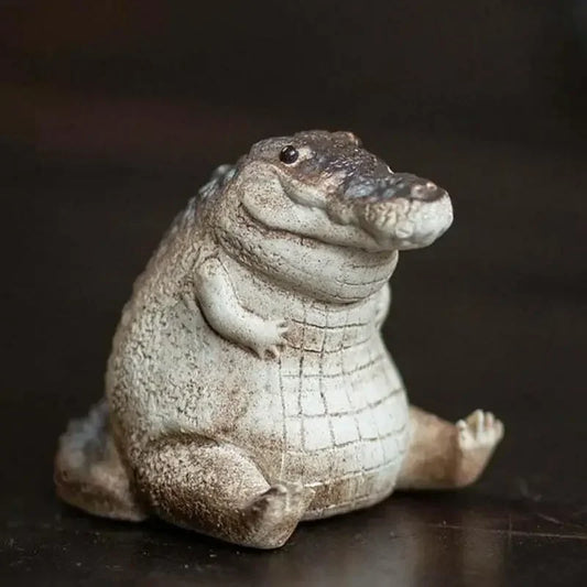 Animal Figurines Alligator Figure Chubby crocodile Ornament Resin Animal Figurines Garden Decoration for Lawn Desktop or Balc