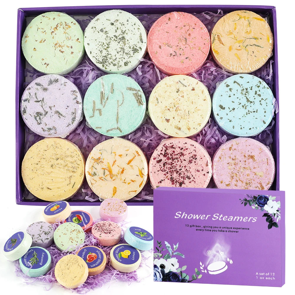 Shower Steamers Aromatherapy - Birthday Gifts for Women, 12 Pack Shower Bombs with Essential Oils. Gifts for Her, Self Care S