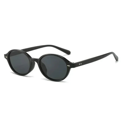 Retro Small Oval Sunglasses Women Men Rivets Shades Fashion Eyewear Luxury Sun Glasses UV400 Female - Black Grey