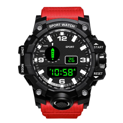 Fashion Men's Watch Sports Electronic Wristwatch Large dial Multifunctional Waterproof Luminous Alarm Kids Male's Military Wa