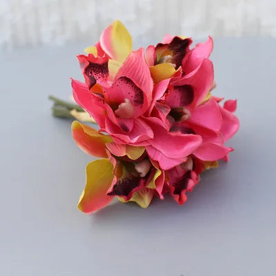 Autumn Decoration Vintage Orchid Silk Artificial Flowers Bouquet Wedding Party Home Decor Balcony Garden Outdoor Fake Flowers