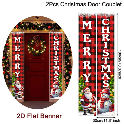 Christmas Door Banner Door Couplet Merry Christmas Decoration For Home 2025 Navidad Kerst Natal Noel Xmas Decor New Year 2026