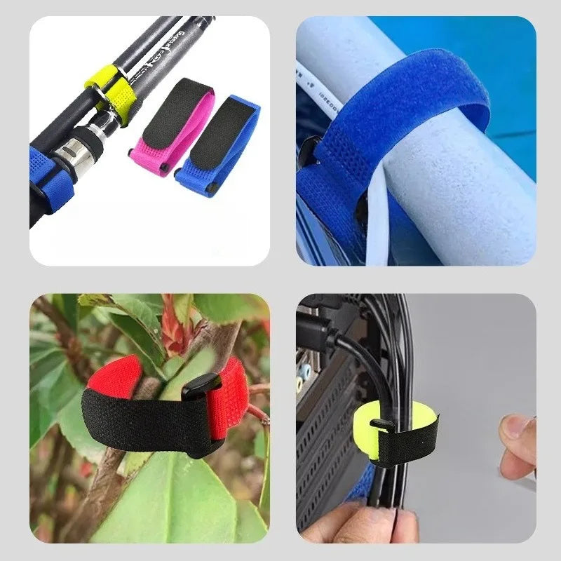 10pcs/set Reusable Fishing Rod Tie Holder Strap Hook Loop Ties Belt Fishing Rod Strapping Wrap Band Outdoor Fish Tool