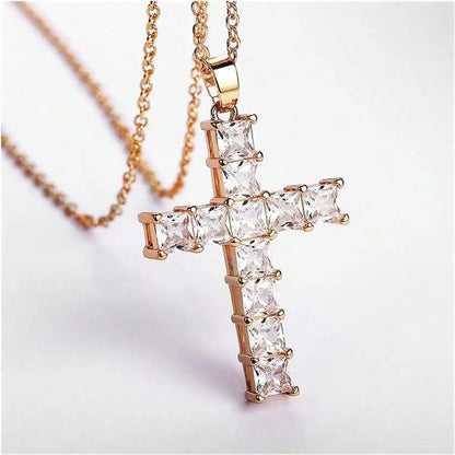 New Fashion Necklaces Female Pendants Gold Multi Color Crystal Jesus Cross Pendant For Women Necklace Party Leisure Time Jewe