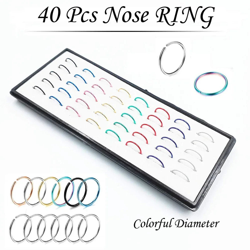 Fashion Crystal Stainless Steel Nose Stud Piercing for Women Hypoallergenic 1.8mm Nose Ring Straight/L/Screw Shaped Body Jewe